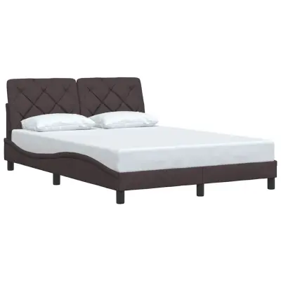 Posteljni Okvir - Dvoposteljna postelja brez vzmetnice temno rjav 140x190 cm blago