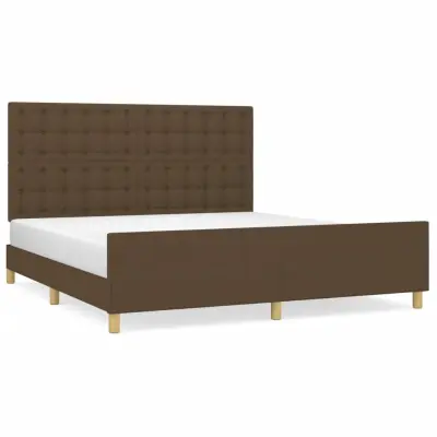 Posteljni Okvir - Dvoposteljna postelja brez vzmetnice temno rjav 160x200 cm blago