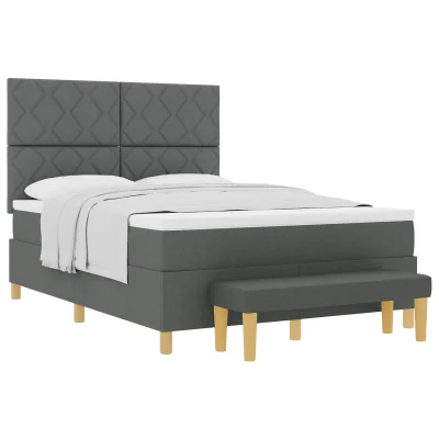 vidaXL vzmetnica s posteljo in klopjo temno siva 160x200 cm tkanina