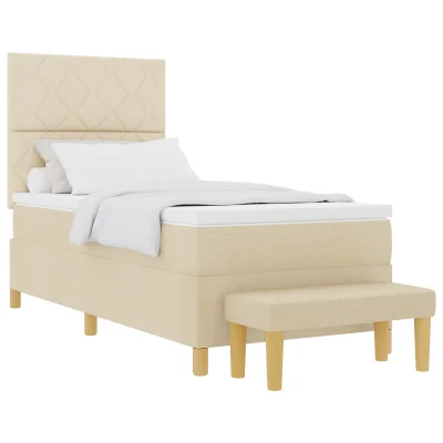 vidaXL Krevetna vzmetnica s klopjo krem 100x200 cm tkanina