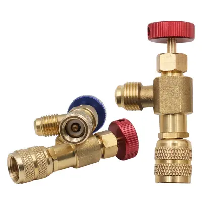 Rosfix Ventil za Polnjenje Hladilnih Sistemov R32 Spodaj in R410A Stranski – Rdeč | Visoka Združljivost