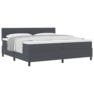 vidaXL Zajemalna postelja z vzmetnico Temno siva 200x200 cm Plišasta tkanina