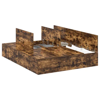 vidaXL Postelja za shranjevanje Dimenzije: 150x200 cm, Prekajeno Oreh