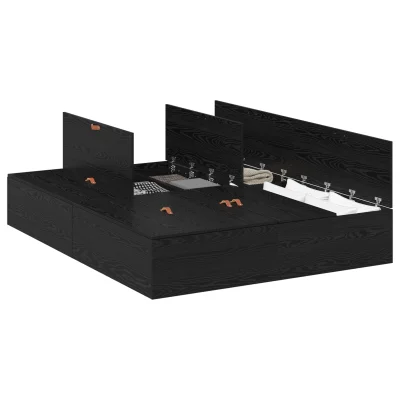 vidaXL Postelja z dodatnim prostorom za shranjevanje Črna Oreh 150x200 cm