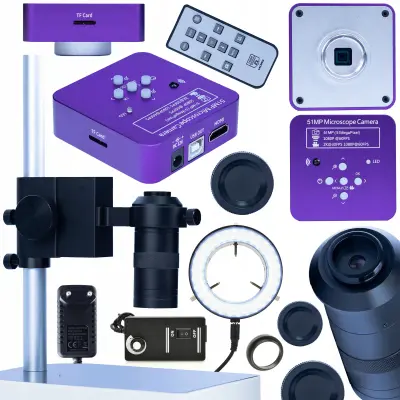 DIGITALNI MIKROSKOP PRO Z OSVETLJEVALNIKOM PUPPIS PINK PRO HDMI USB SD 51MP 4V1