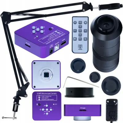 PUPPIS PINK PRO KMPPP-HDMI-USB MIKROSKOP Z DIGITALNO KAMERO 51MP, NASTAVLJIVIM NOSILCEM IN OBJEKTIVOM ODM-100X