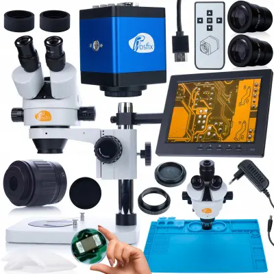 ROSFIX MERCURY PRO MSMP-T-PS1 KOMPLET MIKROSKOPA + KAMERA DRACO BLUE PRO KMDBP-HDMI-VGA+SILIKONSKA PODLOGA 480X320MM+ROČAJ Z 8-PALČNIM ZASLONOM