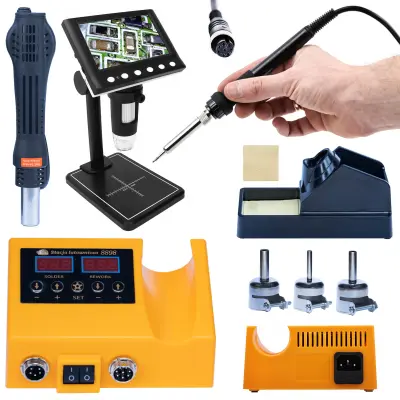 DIGITALNI MIKROSKOP Z ZASLONOM 4.3 + POSTAJA ZA SPAJKANJE - KOMPLET 2 V 1