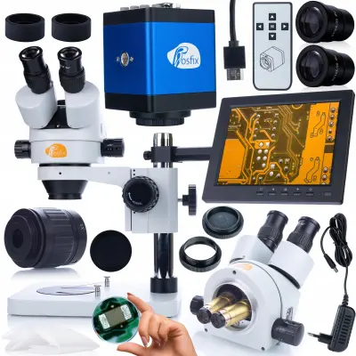 ROSFIX MERCURY PRO MSMP-T-PS1 KOMPLET ZA MIKROSKOP + KAMERA DRACO BLUE PRO KMDBP-HDMI-VGA + NOSILEC ZASLONA 196 MM + ZASLON 8"