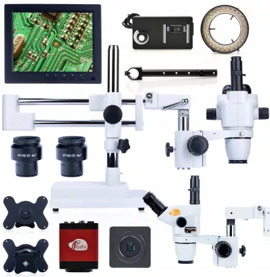 KOMPLET ZA STEREOSKOPSKI MIKROSKOP ROSFIX MOON PRO + KAMERA DRACO RED PRO 2MP + 8-PALČNI ZASLON + ROČAJ + NASTAVLJIV LED OSVETLJEVALEC