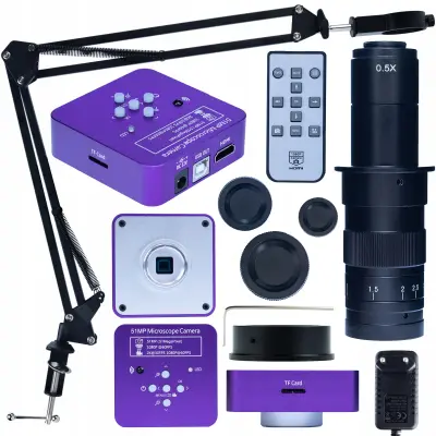 PUPPIS PINK PRO KMPPP-HDMI-USB MIKROSKOP Z DIGITALNO KAMERO 51MP, NASTAVLJIVIM NOSILCEM IN OBJEKTIVOM ODM-180X