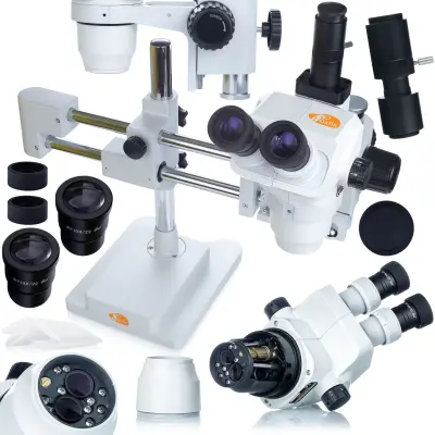 Rosfix Andromeda Pro MSAP-T-SDMS1 Trinokularni Stereoskopski Mikroskop – Zoom 6,7x–45x | Delovna Razdalja 105 mm