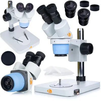 Rosfix Vela S Blue MSVSB-B-PS1 Stereoskopski Mikroskop – 20/40x Zoom, Glava 360°, WF10x/20 | Za Elektroniko in Nakit