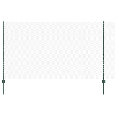 VidaXL Ograda Stebri 11 kos U-kanal Zelena 140 cm Jeklo, VidaXL Šesterokotna Ograja Zelena 1.4x50 m Jeklo