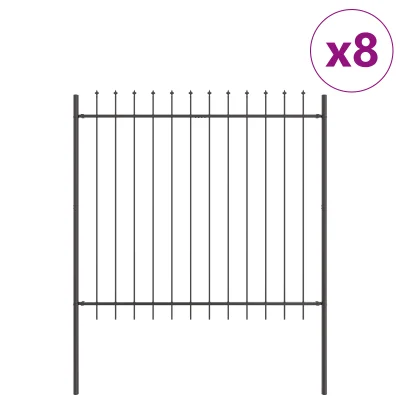 vidaXL Vrtna ograja z vrhom v obliki sulice, siva, 13,6 x 1,5 m, jeklo