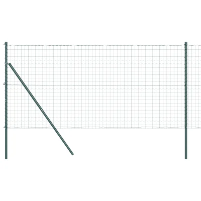 vidaXL Evropska ograja z 13 stebri 1,2x25 m pocinkano jeklo zelena
