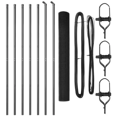 vidaXL varjena mrežasta ograja s 7 stebri Siva 1.4x10 m Jeklo