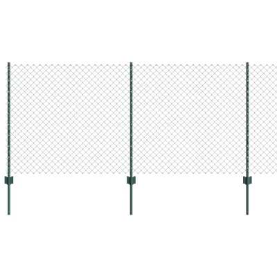 vidaXL verižna ograja z 10 U stebrički Zelena 1x10 m Jeklo