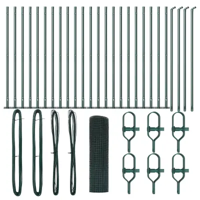 vidaXL Varjena žična ograja z 13 stebri z urezanimi stebri Zelena 0.8x50 m Jeklo