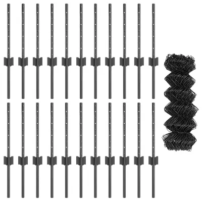 vidaXL Verižna ograja z 22 U stebrički Siva 0.4x25 m Jeklo