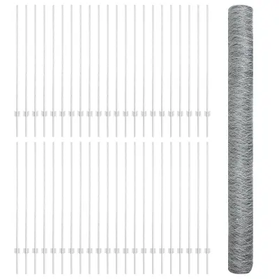 vidaXL Ograje 22 kos U-kanal 140 cm pocinkano jeklo, vidaXL Šestkotna ograja 1.4x100 m pocinkano jeklo