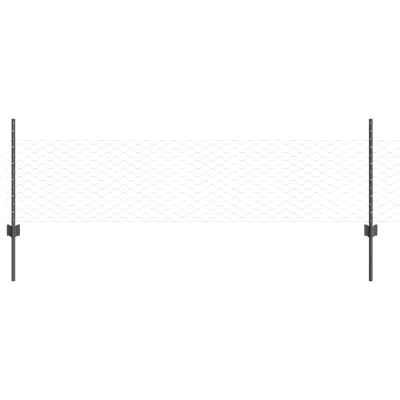 vidaXL šesterokotna ograja za vrt Paket 2 Siva Jeklo 25 x 0.5m