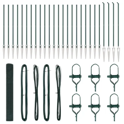 vidaXL Ograja z 13 klinastimi stebri Zelena 1.2x50 m Jeklo
