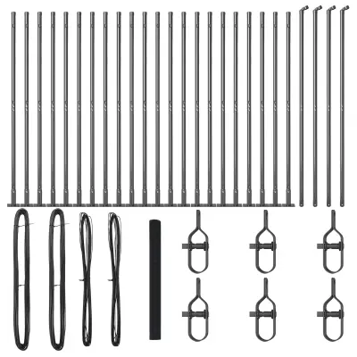 vidaXL varjena žična ograja z 13 stebrički z ravno osnovo Siva 1.4x50 m Jeklo