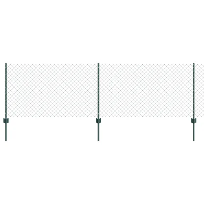 vidaXL Verižna ograja z 22 U stebrički Zelena 0.8x25 m Jeklo
