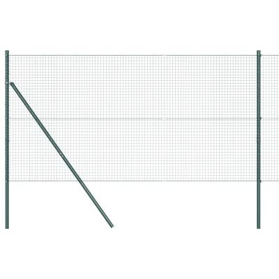 vidaXL varjena žična ograja s 7 stebrički Zelena 1.4x10 m Jeklo