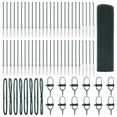 vidaXL varjena žična ograja s 13 končastimi stebri Zelena 0.5x100 m Jeklo