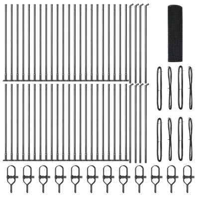 vidaXL varjena žična ograja s 7 spuščnimi stebri Siva 0.6x100 m Jeklena