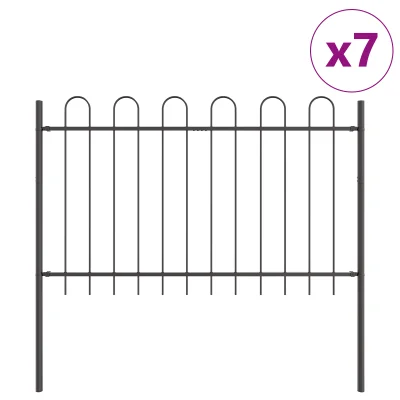vidaXL Vrtna ograja z obročastim vrhom Siva 11,9x1,2 m Jeklo