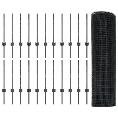 vidaXL varjena žična ograja z 22 U stebrički Siva 0.5x50 m Jeklo