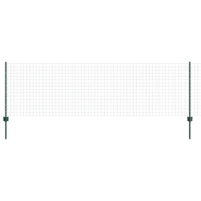 vidaXL Euro ograda z 11 U stebrički Zelen 0,8x25 m Jeklo
