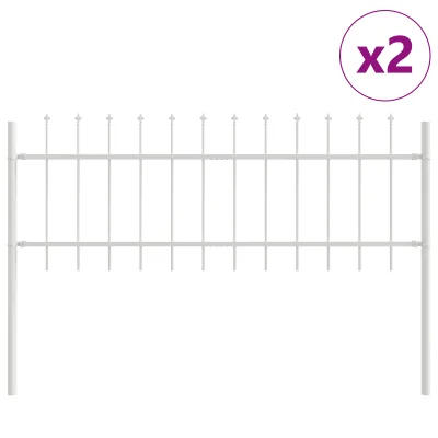 vidaXL Ograja za vrt z vrhom v obliki sulice, bela, 3,4 x 0,6 m, jeklo