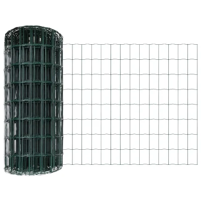 vidaXL Evropska ograja s 5 U-postavljalci, zelena, 0.8x10 m jeklo