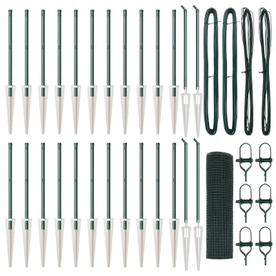 vidaXL Žična ograja z 13 kljukami Zelena 0,4x50 m Jeklo