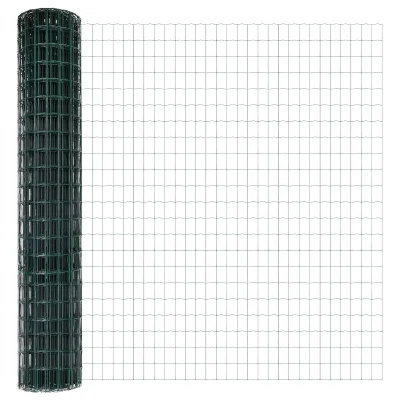 vidaXL Evropska ograja s 5 U stebrički Zelena 1.5x10 m Jeklo