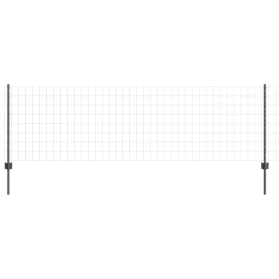 vidaXL Euro ograja z 5 U stebrički siva 0.8x10 m jeklo