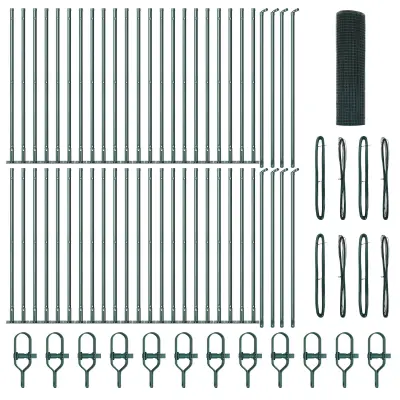 vidaXL varjena žična ograja z 13 robnimi nosilci Zelena 0.6x100 m Jeklo