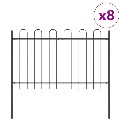 vidaXL vrtna ograja z obroči, siva, 13,6 x 0,8 m, jeklo