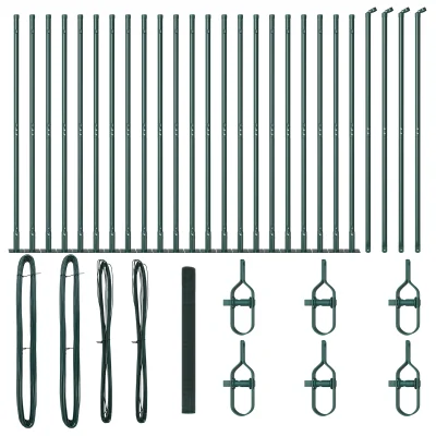 vidaXL varjena žična ograja z 13 stebri z vijačnimi usmerniki Zelena 1.4x50 m Jeklo