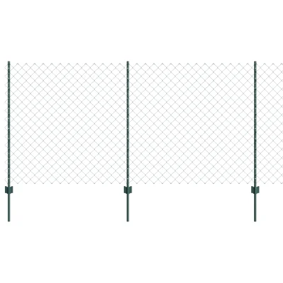 vidaXL Verižna ograja z 10 U stebrički Zelena 1,2x10 m Jeklo