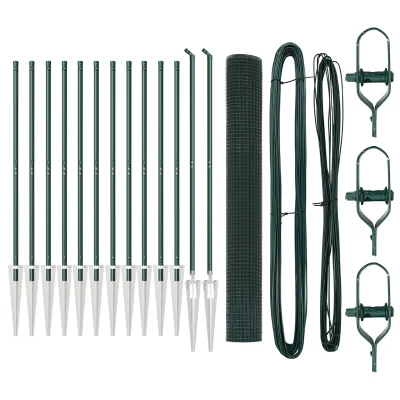 VidaXL Varovana žična ograja z 13 sidrnimi kljukami Zelena 1.4x25 m Jeklo