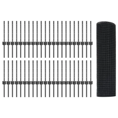 vidaXL varjena žična ograja z 44 U stebrički Siva 0,4x100 m Jeklo