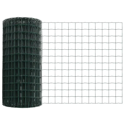vidaXL Euro ograja s 5 U stebri zelena 0.6x10 m jeklo