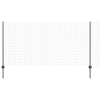 vidaXL vrtnarska ograja komplet 2 siva prašno premazano jeklo 25 x 1,2 m