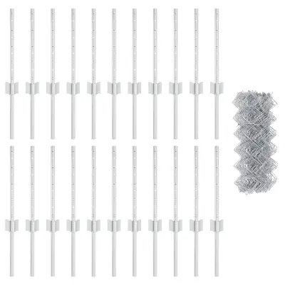 vidaXL Verižna ograja z 22 U stojali Srebrna 0.4x25 m Jeklena