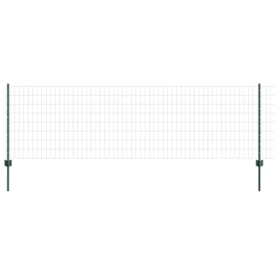 vidaXL Evro ograja z 11 U stebrički Zelena 0,8x25 m Jeklo